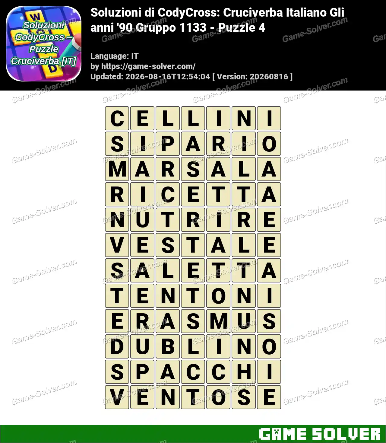 Soluzioni di CodyCross: Cruciverba Italiano Gli anni ’90 Gruppo 1133 – Puzzle 4